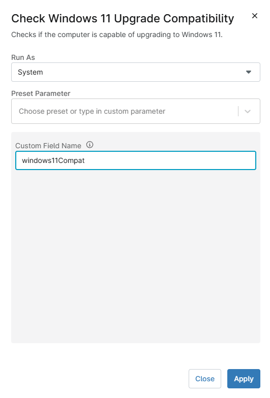 Check Windows 11 Upgrade Compatibility dialog box