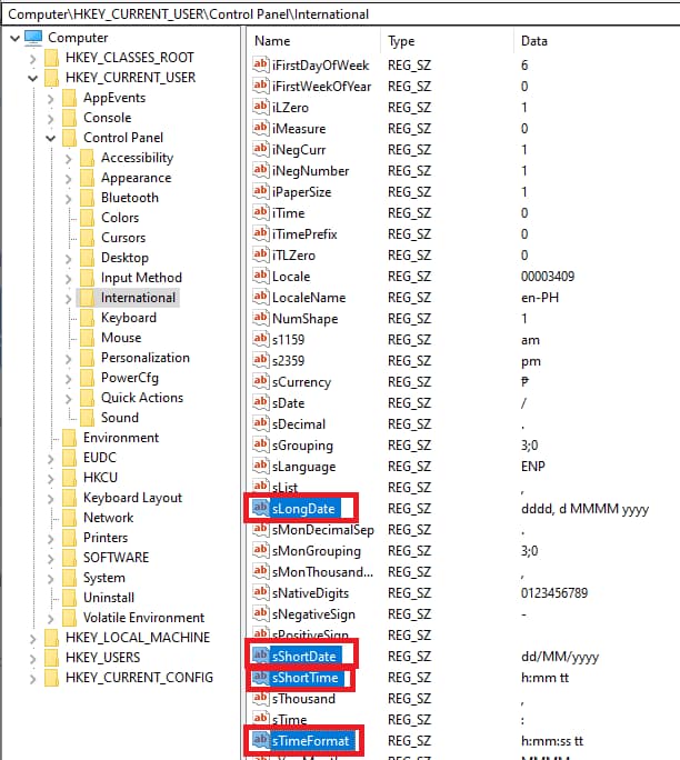 Ändern des Datums- und Zeitformats