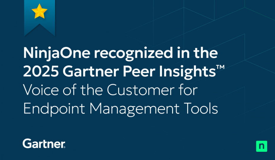NinjaOne reconnu dans la catégorie "Le choix des clients pour les outils de gestion des terminaux" du rapport Gartner Peer Insights™ 2025