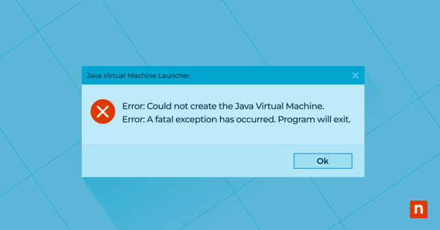 Capture d'écran d'une erreur du lanceur de machine virtuelle Java