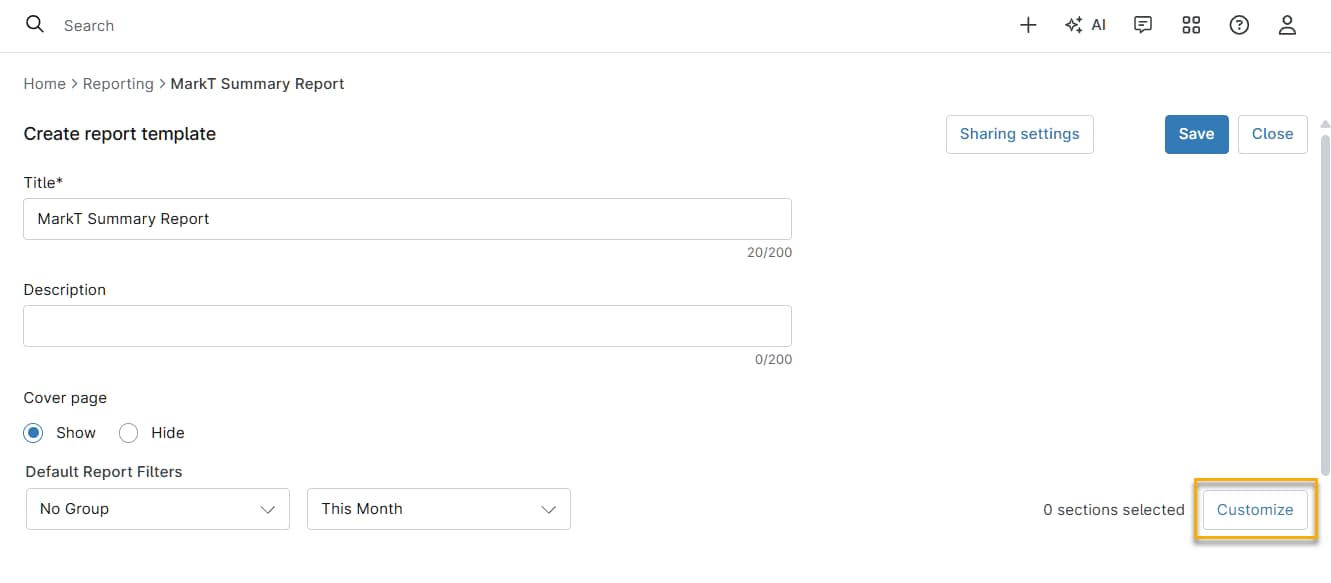 Custom Data Tables for Summary Reports