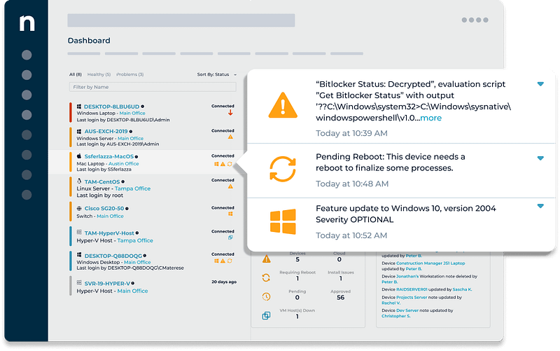 Screenshots showing NinjaOne's security features