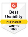 G2 Best Usability - Mid-Market - Winter 2024