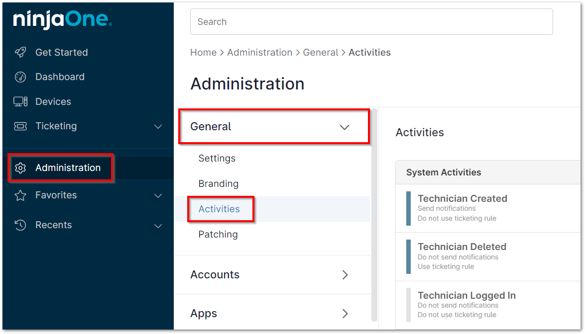 Manage activities at the system level and policy level