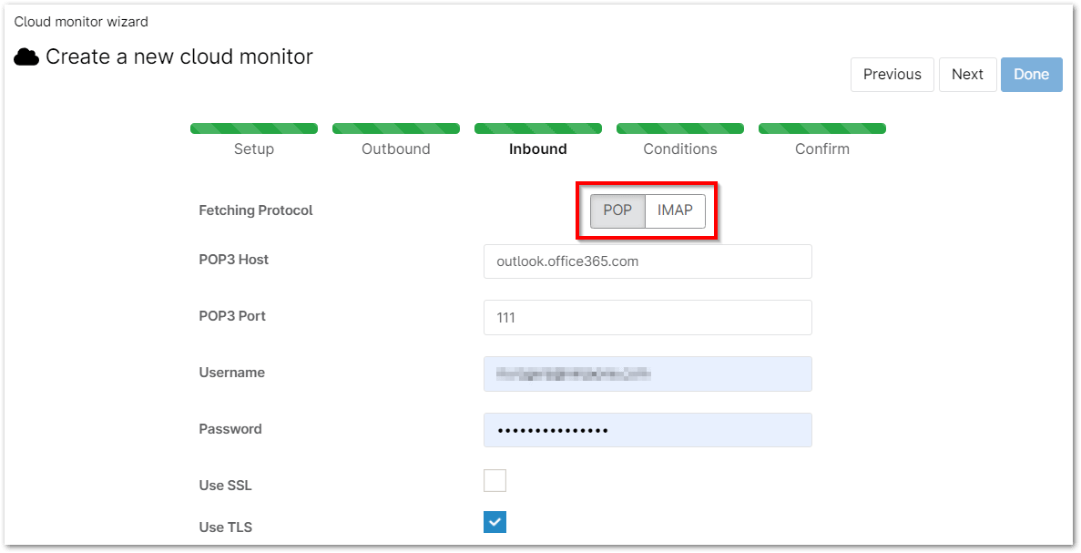 Specify the POP/IMAP server