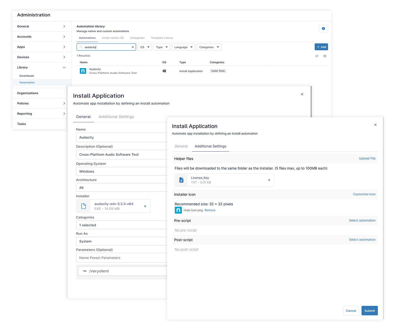 Capturas de pantalla de formularios de script dinámicos