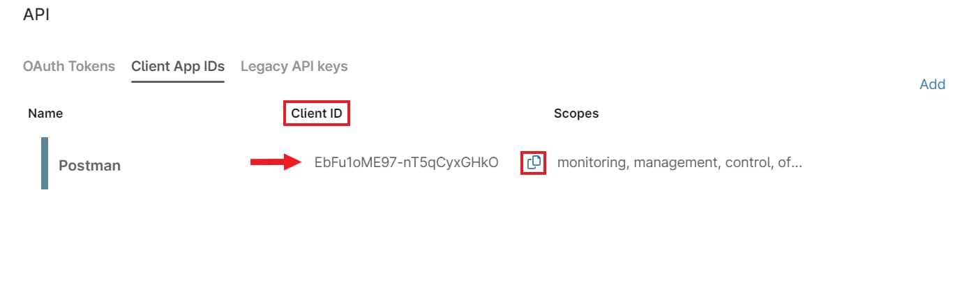 After Saving the Application, you will be given a Client ID that can be copied and used when the app interacts with NinjaOne. 