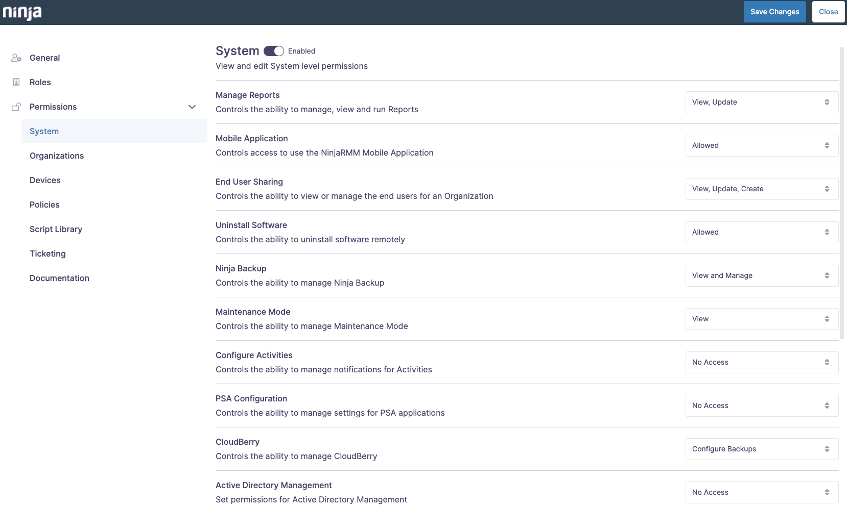 Role based access controls