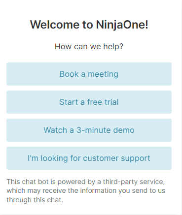 An image of the NinjaOne chatbot