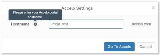 Enter your Accelo hostname and click Go to Accelo for the page "How to Connect Accelo with NinjaOne"