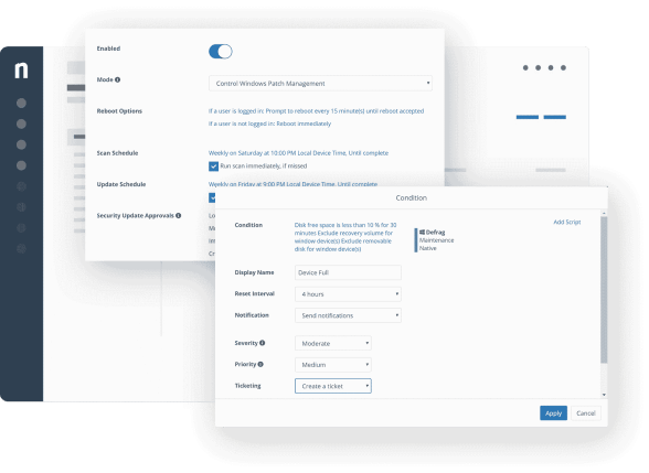 Screenshot of software automating endpoint management