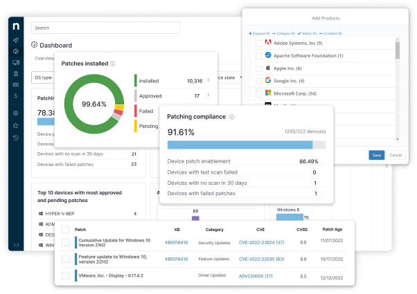 NinjaOne patching dashboard