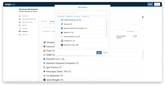 Screenshot of NinjaOne dashboard showing patching of third-party applications.