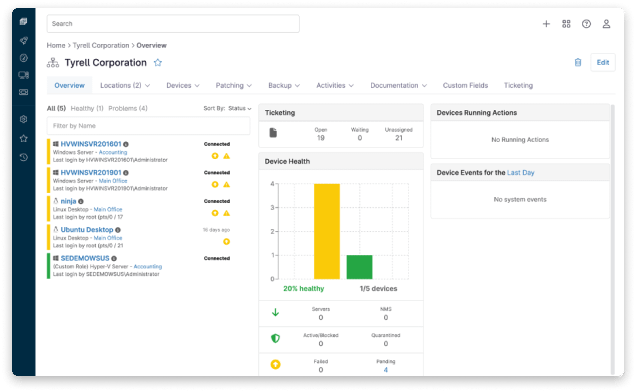 Screenshot showing monitor all your endpoints from a single-pane-of-glass