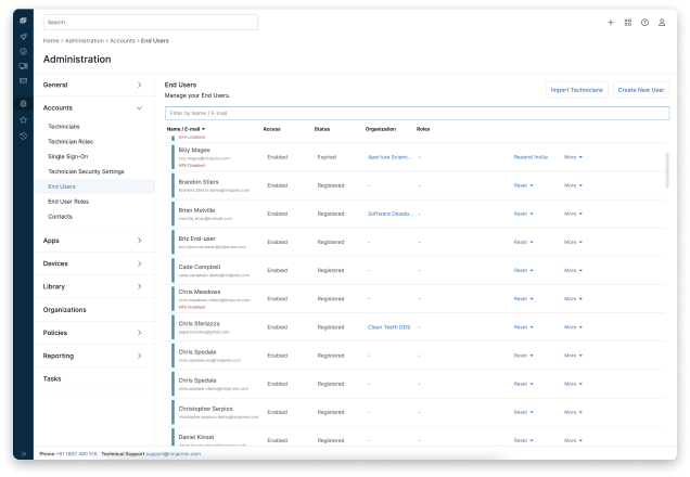 Screenshot of NinjaOne dashboard showing how end users can gain visibility.