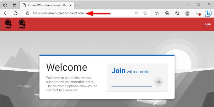 Address bar of your ConnectWise ScreenConnect Client 