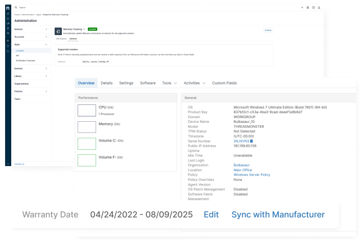 Warranty Tracking screenshots