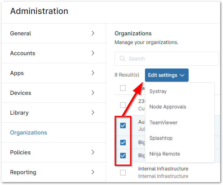 To edit the organization settings of one or more organizations.