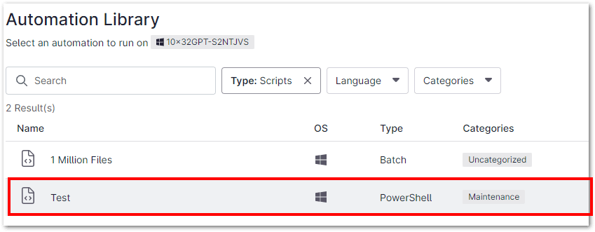 Run an ad-hoc script for a device. 