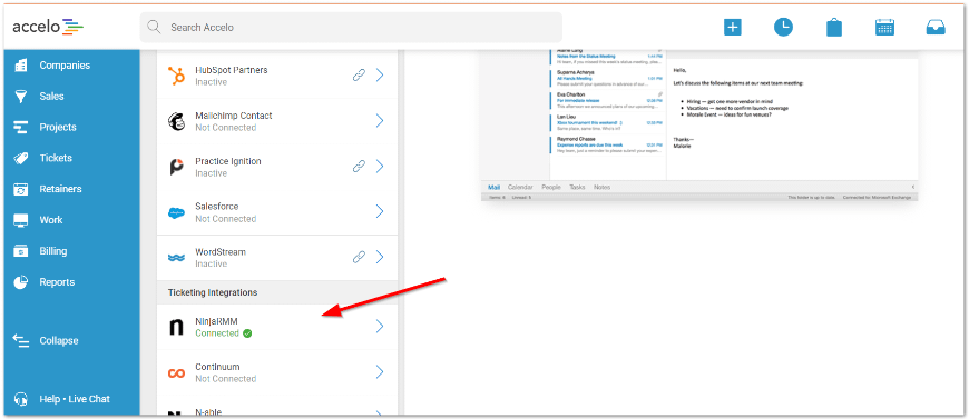 Ticketing Integrations for the page "How to Connect Accelo with NinjaOne"