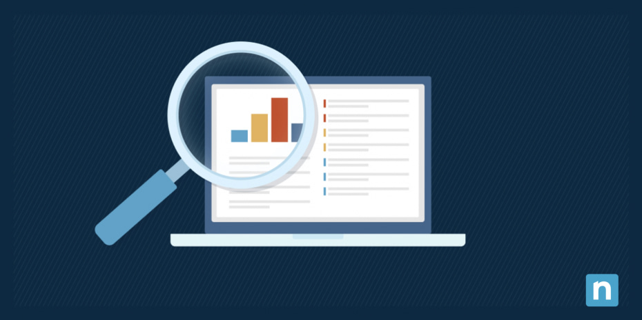 Laptop illustration with a magnifying glass representing Endpoint Visibility