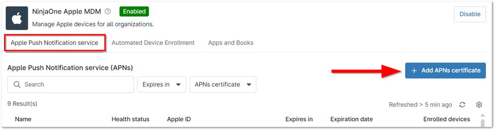 Access the APNs Configuration