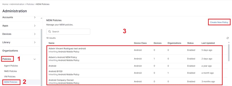 Access MDM Policies