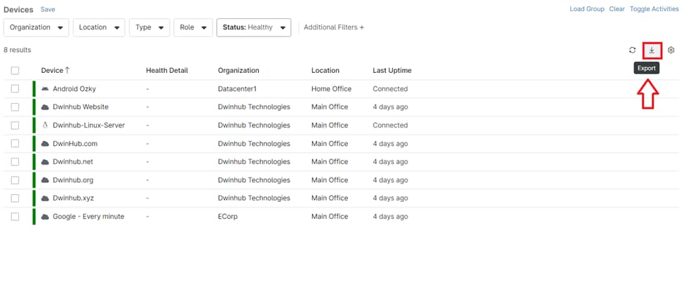 Export data