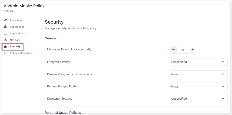 Security Policies and Enforcement