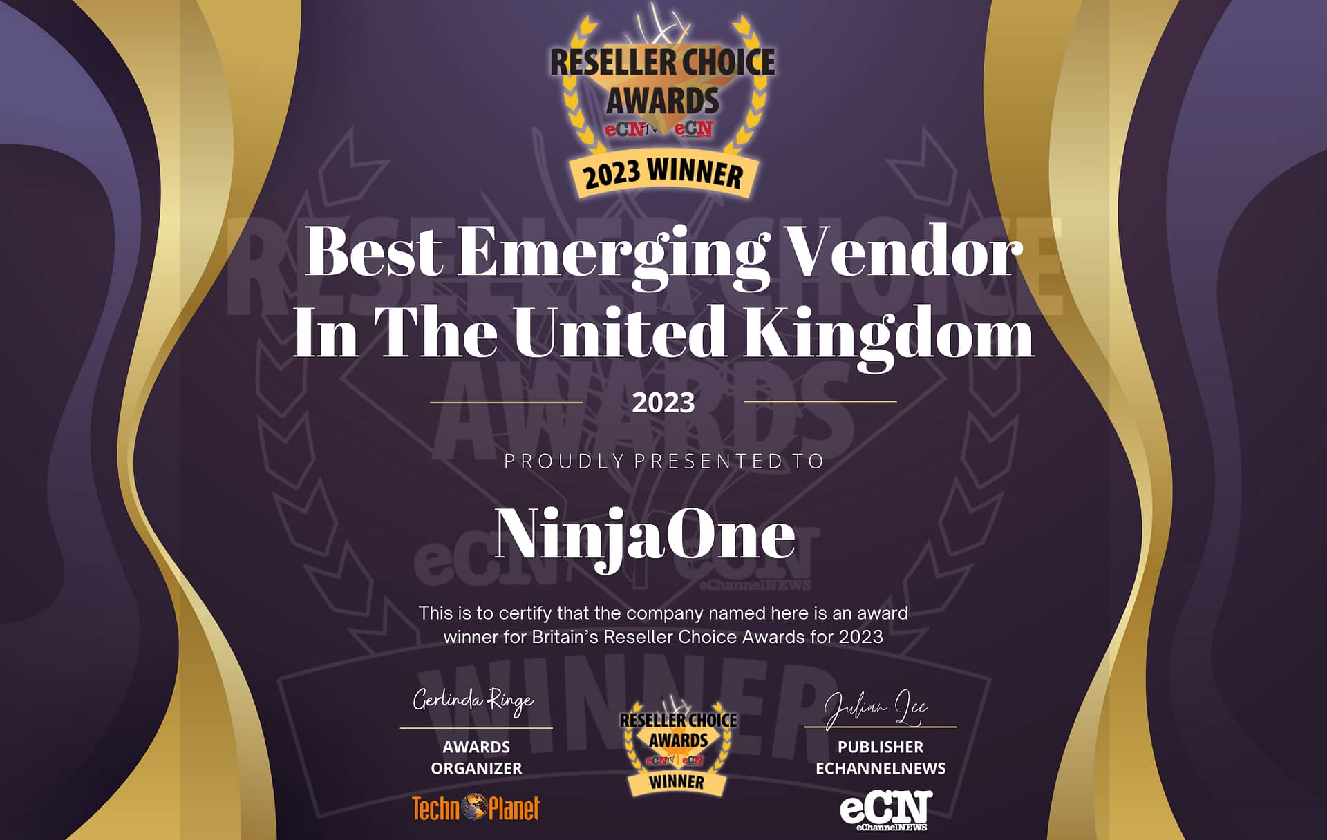 NinjaOne Named "Best Emerging Vendor" In 2023 Britain's Reseller Choice ...