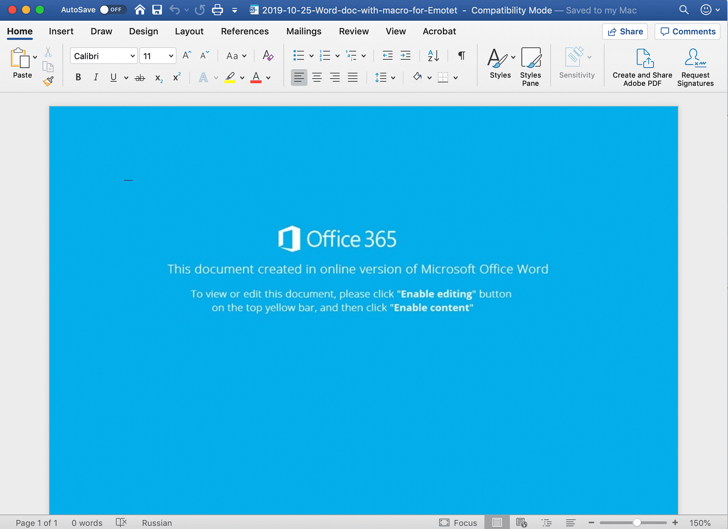 emotet office doc enable macros lure