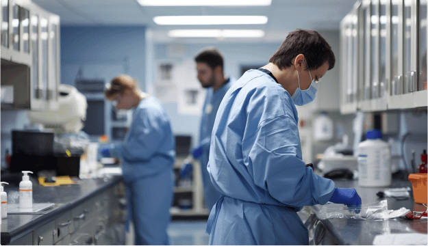 Healthcare worker working in a clinic