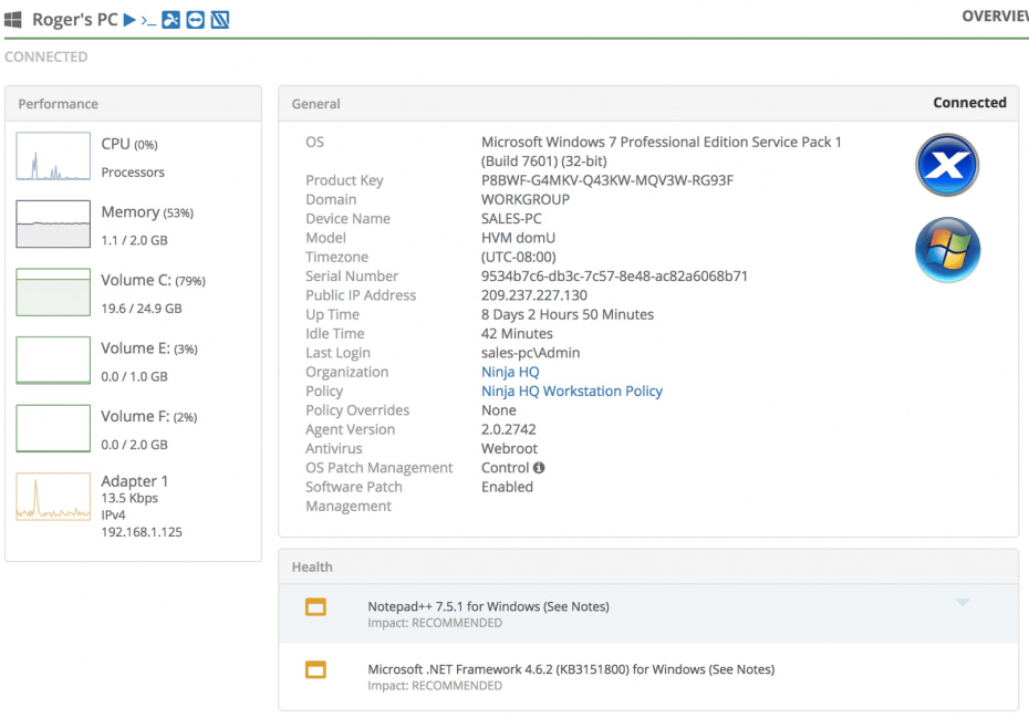 User-idle-time in NinjaOne dashboard