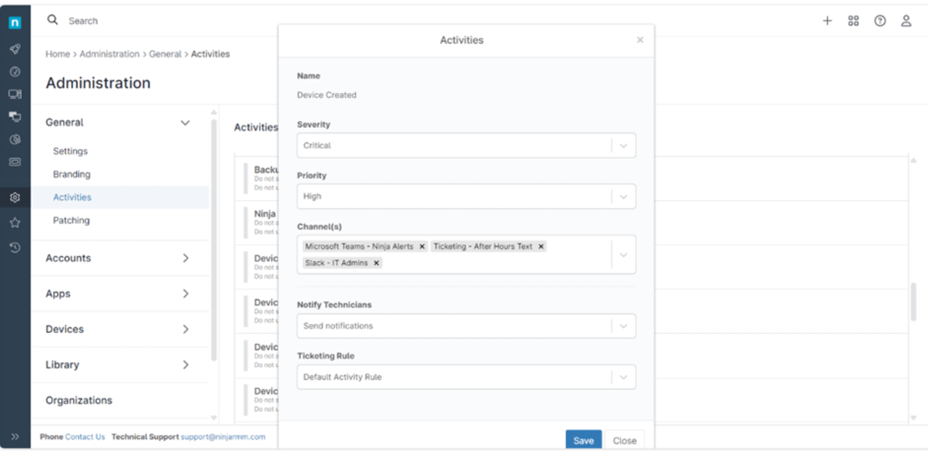 A screenshot showing how to set up mobile device alerts