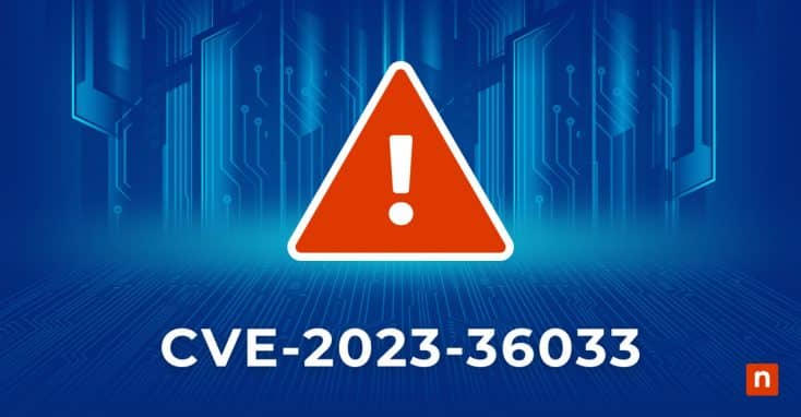 A caution sign for the blog What Is Microsoft CVE-2023-36033?