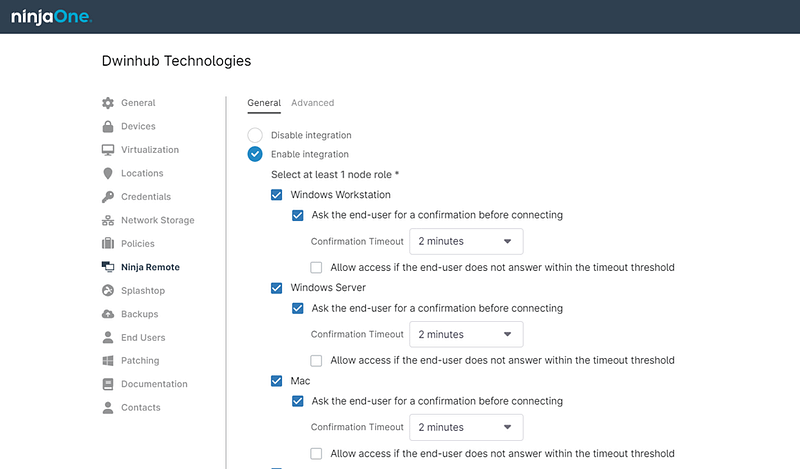 A screenshot showing how to customize the confirmation settings