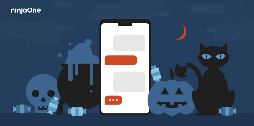 IT related Halloween theme illustration related to the dangers of unpatched software