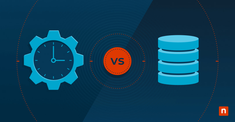 An image of a clock and data storage for the blog "Stateful vs Stateless: Differences Explained"