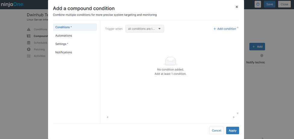 Configurable Options for NinjaOne Linux Policy Compound Conditions 