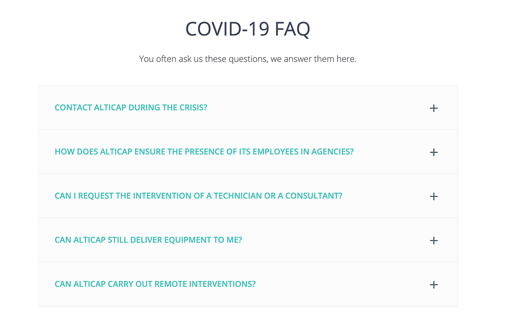 Esempio di FAQ COVID