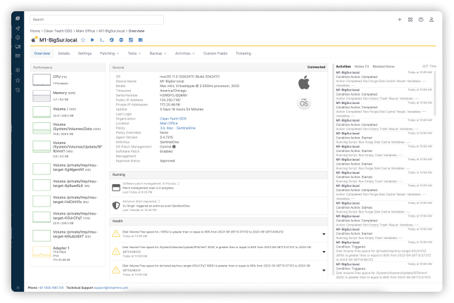 A screenshot of a macOS Monterey Management software from NinjaOne