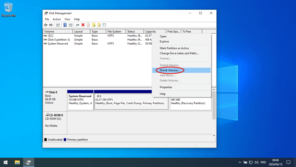 Partitioning a Hard Drive in Windows 10