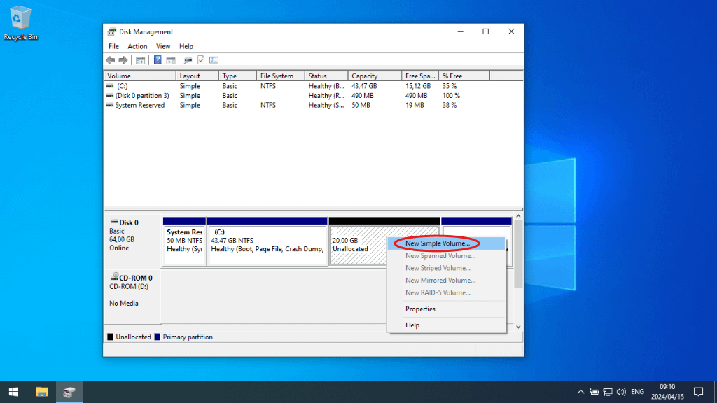 Partitioning a Hard Drive in Windows 10