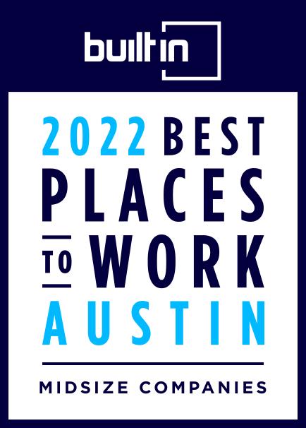 BuiltIn's 2022 Best Place to Work Austin - Midsize companies badge