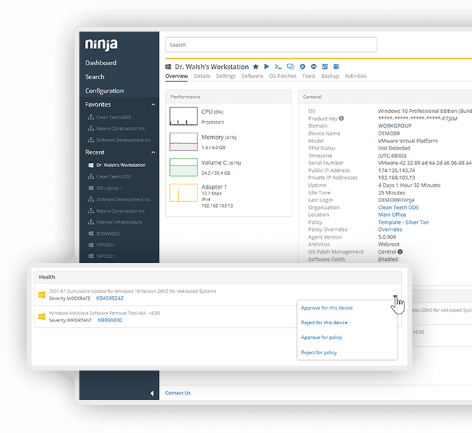 Capture d’écran du logiciel de gestion des correctifs pour Windows