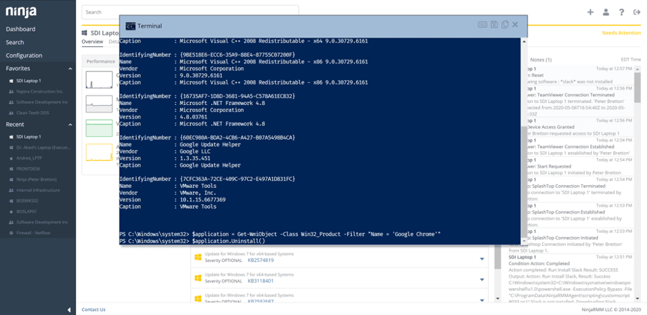 odinstalowanie oprogramowania za pomocą powershell